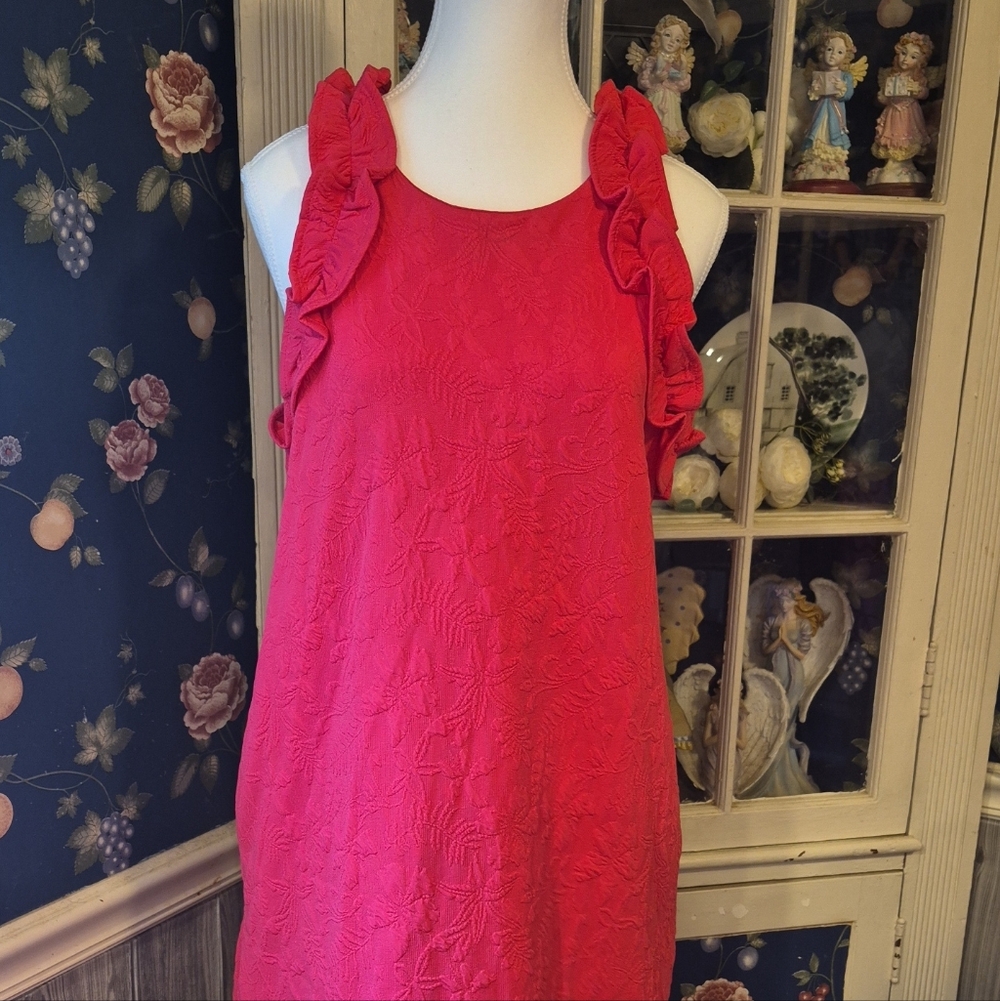 Crown & Ivy Bold Fushia Pink Ruffle Mini Dress